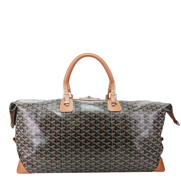GOYARD Bowling 55 Chevron Print Coated Canvas Duffle Bag Brown