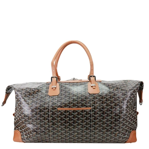 GOYARD Bowling 55 Chevron Print Coated Canvas Duffle Bag Brown