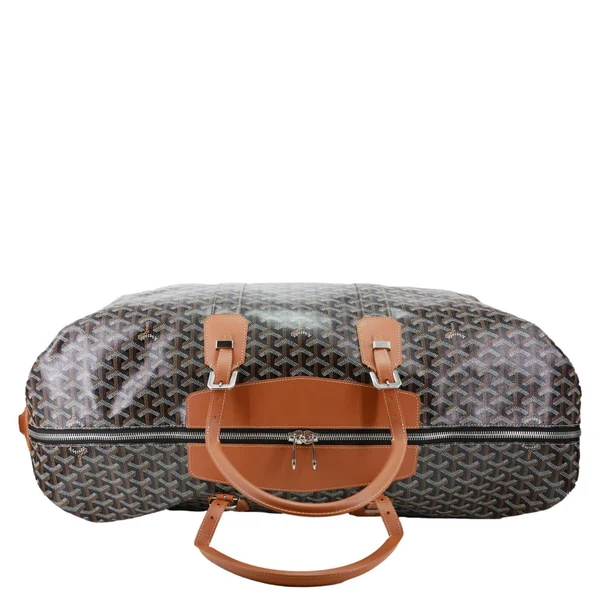 GOYARD Bowling 55 Chevron Print Coated Canvas Duffle Bag Brown