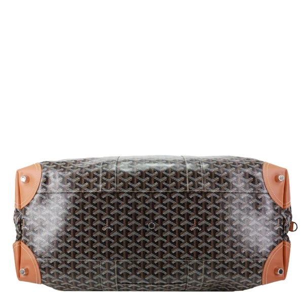 GOYARD Bowling 55 Chevron Print Coated Canvas Duffle Bag Brown