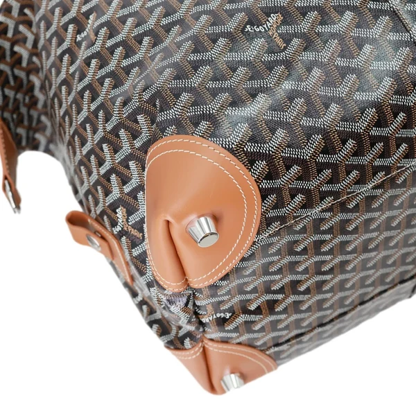 GOYARD Bowling 55 Chevron Print Coated Canvas Duffle Bag Brown