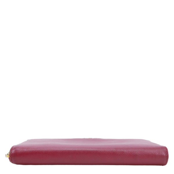 PRADA Saffiano Leather Zip Around Wallet Red