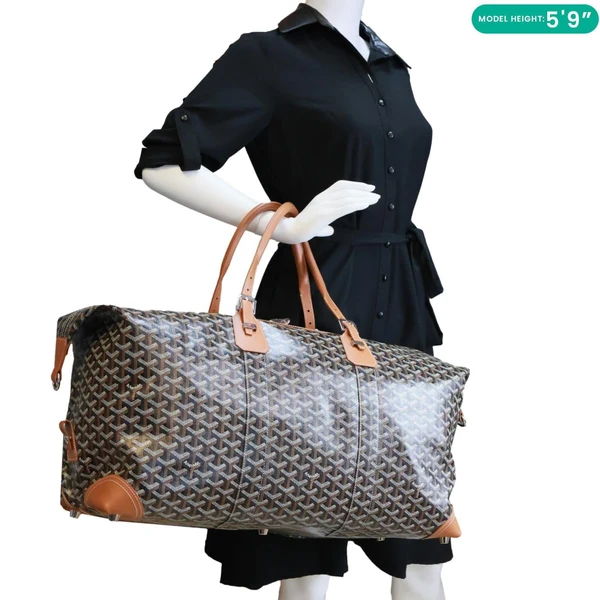 GOYARD Bowling 55 Chevron Print Coated Canvas Duffle Bag Brown