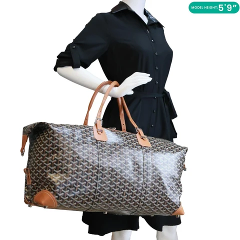 GOYARD Bowling 55 Chevron Print Coated Canvas Duffle Bag Brown