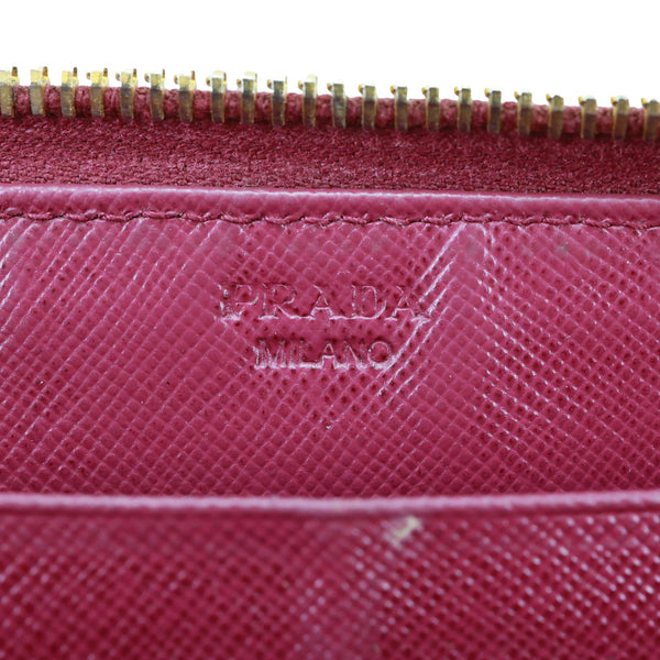 PRADA Saffiano Leather Zip Around Wallet Red