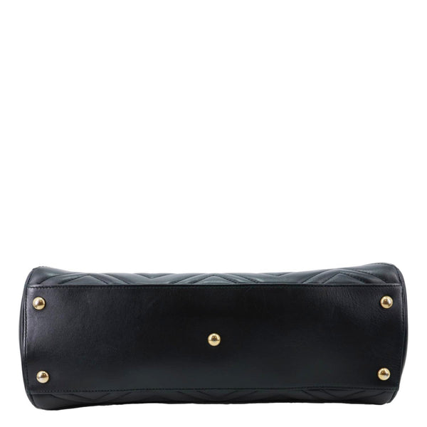 GUCCI GG Marmont Medium Calfskin Matelasser Leather Tote Shoulder Bag Black 443505