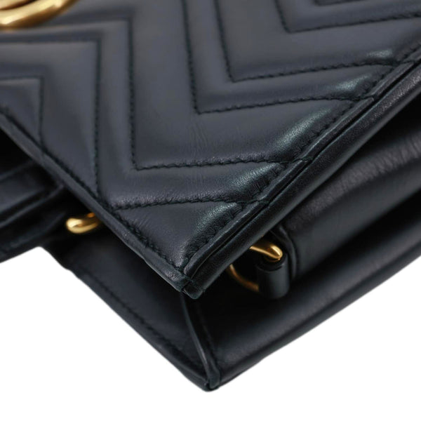GUCCI GG Marmont Medium Calfskin Matelasser Leather Tote Shoulder Bag Black 443505