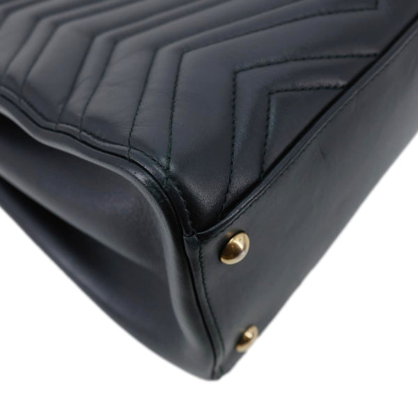 GUCCI GG Marmont Medium Calfskin Matelasser Leather Tote Shoulder Bag Black 443505