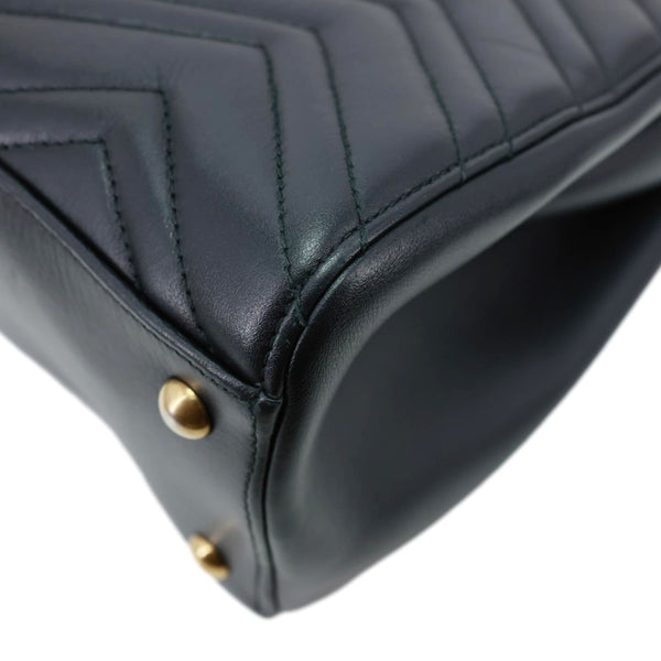 GUCCI GG Marmont Medium Calfskin Matelasser Leather Tote Shoulder Bag Black 443505