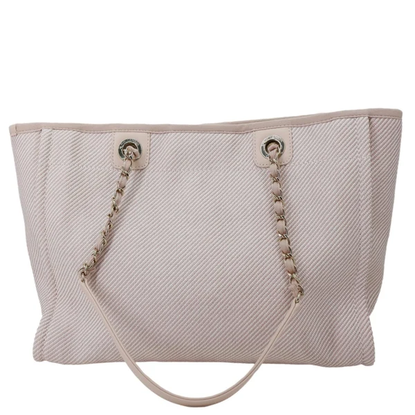 CHANEL Deauville Small Mixed Fibers Canvas Tote Bag Light Pink