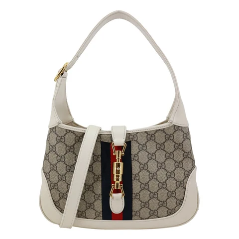 GUCCI Jackie 1961 Small GG Supreme Canvas Hobo Bag Beige 636706