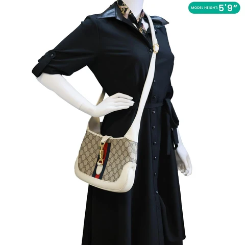 GUCCI Jackie 1961 Small GG Supreme Canvas Hobo Bag Beige 636706