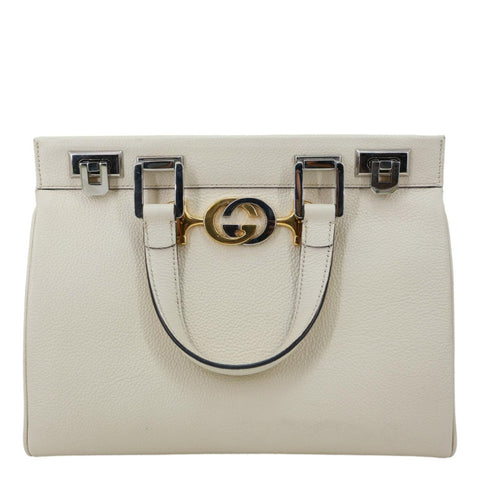 GUCCI Zumi Small Leather Top Handle Satchel Bag Off White 569712