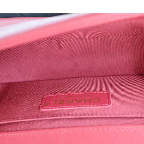 CHANEL Le Boy Small Lambskin Leather Shoulder Bag Red