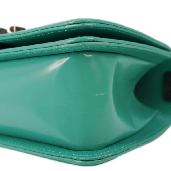 CHANEL Boy Small Patent Leather Shoulder Bag Turquoise