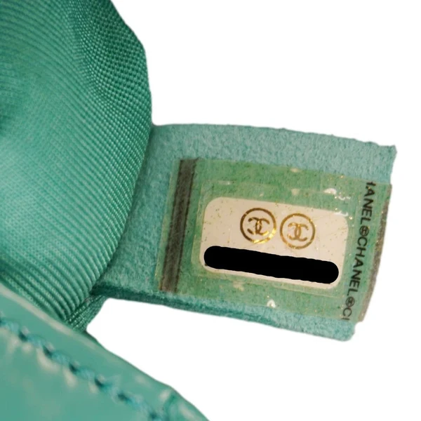 CHANEL Boy Small Patent Leather Shoulder Bag Turquoise