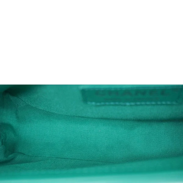 CHANEL Boy Small Patent Leather Shoulder Bag Turquoise