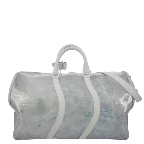 LOUIS VUITTON Wavy Keepall 50 Bandouliere Transparent Epi PVC Travel Bag White