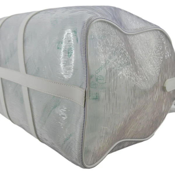 LOUIS VUITTON Wavy Keepall 50 Bandouliere Transparent Epi PVC Travel Bag White