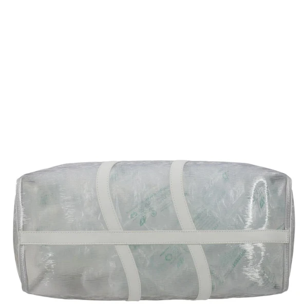 LOUIS VUITTON Wavy Keepall 50 Bandouliere Transparent Epi PVC Travel Bag White