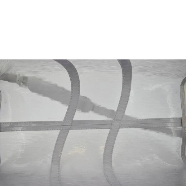 LOUIS VUITTON Wavy Keepall 50 Bandouliere Transparent Epi PVC Travel Bag White