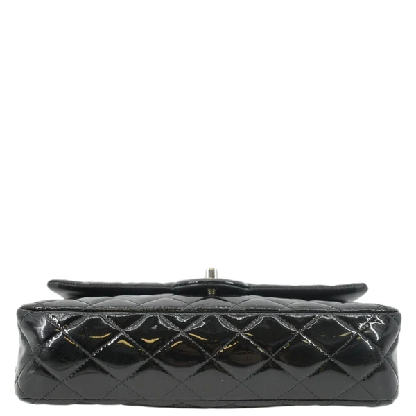 CHANEL Classic Medium Double Flap Patent Leather Shoulder Bag Black