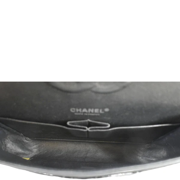 CHANEL Classic Medium Double Flap Patent Leather Shoulder Bag Black