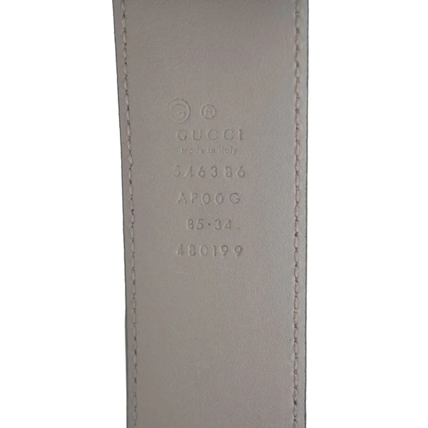 GUCCI Interlocking G Leather Belt Size 85.34 Gray 546386