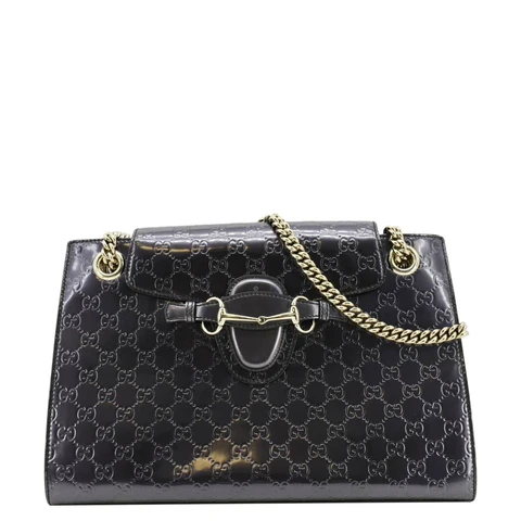 GUCCI Emily Large Guccissima Patent Leather Shoulder Bag Dark Violet 295403