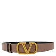 VALENTINO Garavani VLogo Signature Leather Reversible Belt Beige