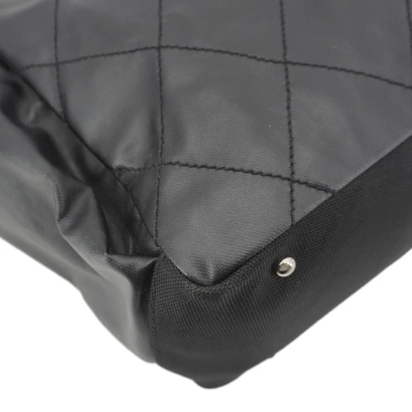 CHANEL Paris Biarritz Quilted Coated Canvas Grand Shopping Tote Bag Black