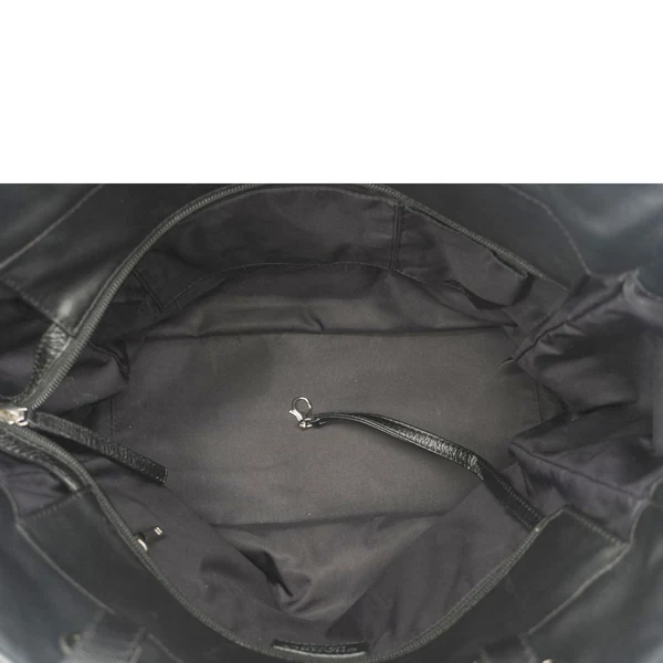 CHANEL Paris Biarritz Quilted Coated Canvas Grand Shopping Tote Bag Black