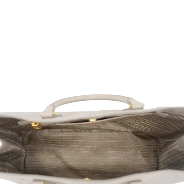 PRADA Galleria Double Zip Saffiano Leather Top Handle Tote Bag Beige