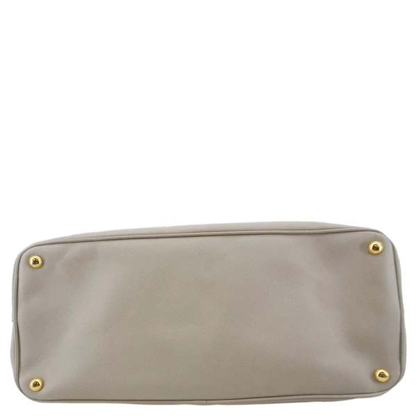PRADA Galleria Double Zip Saffiano Leather Top Handle Tote Bag Beige
