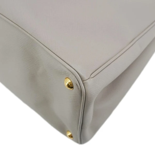 PRADA Galleria Double Zip Saffiano Leather Top Handle Tote Bag Beige