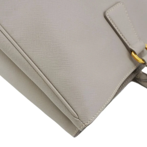 PRADA Galleria Double Zip Saffiano Leather Top Handle Tote Bag Beige