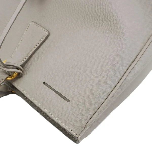 PRADA Galleria Double Zip Saffiano Leather Top Handle Tote Bag Beige