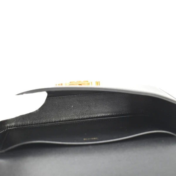 CELINE Triomphe Calfskin Leather Shoulder Bag Black