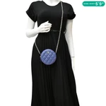 CHANEL Round Clutch  Crossbody Bag Shiny Blue dummy look