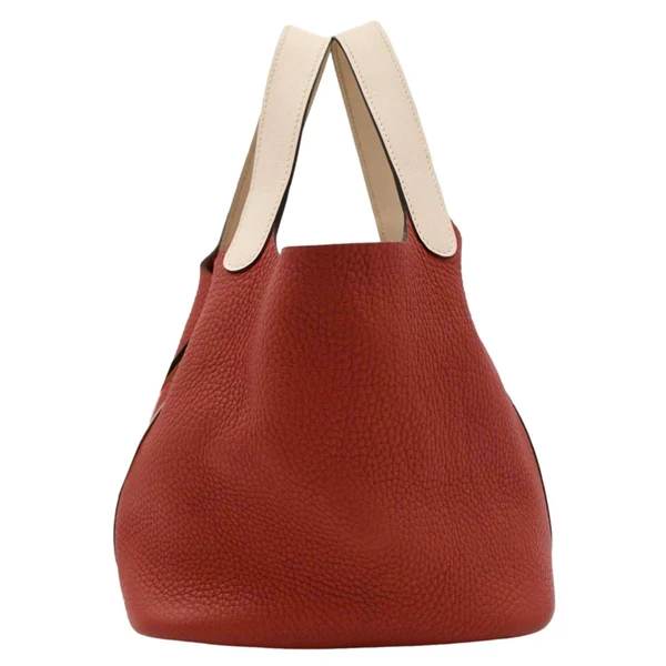HERMES Picotin Lock 18 Taurillon Clemence Leather Hobo Bag Red