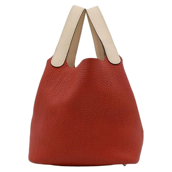 HERMES Picotin Lock 18 Taurillon Clemence Leather Hobo Bag Red