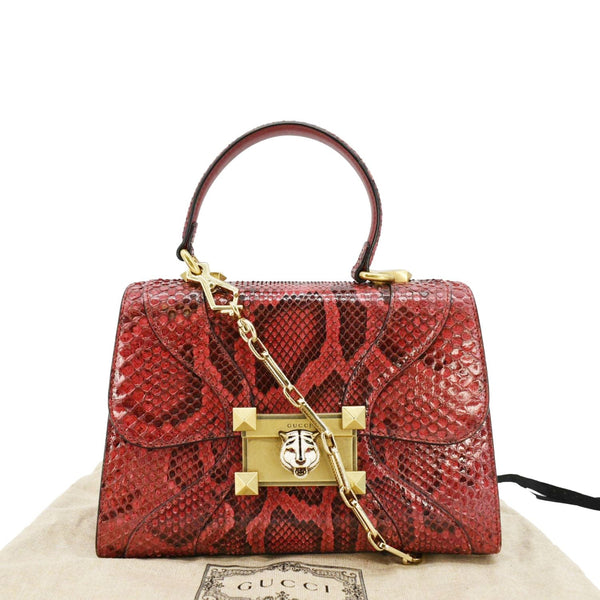 GUCCI Python Osiride  Small Leather Top Handle Shoulder Bag Red 497996