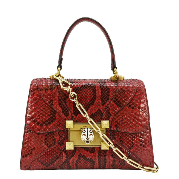 GUCCI Python Osiride  Small Leather Top Handle Shoulder Bag Red 497996