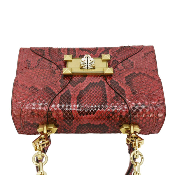 GUCCI Python Osiride  Small Leather Top Handle Shoulder Bag Red 497996