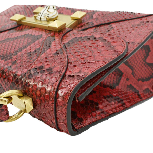 GUCCI Python Osiride  Small Leather Top Handle Shoulder Bag Red 497996