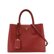 PRADA Double Handle Medium Saffiano Leather Tote Shoulder Bag Red