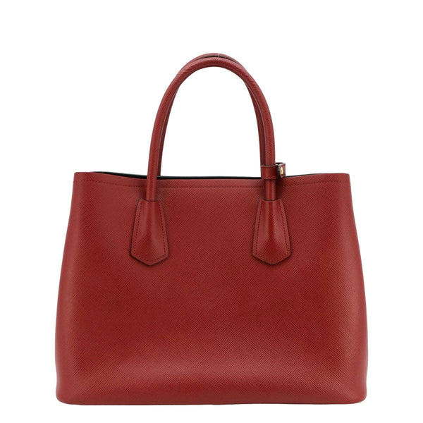 PRADA Double Handle Medium Saffiano Leather Tote Shoulder Bag Red