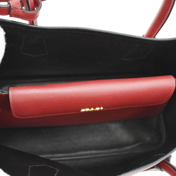 PRADA Double Handle Medium Saffiano Leather Tote Shoulder Bag Red