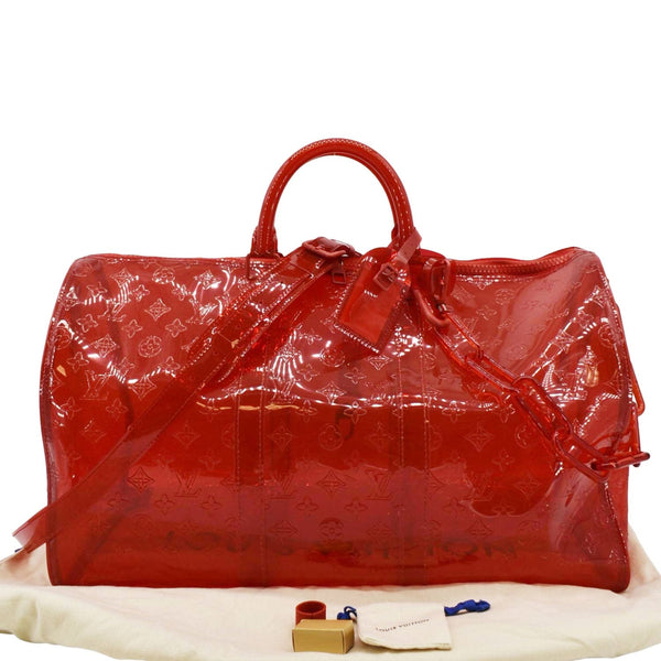 LOUIS VUITTON Keepall 50 Bandouliere Transparent PVC front side look