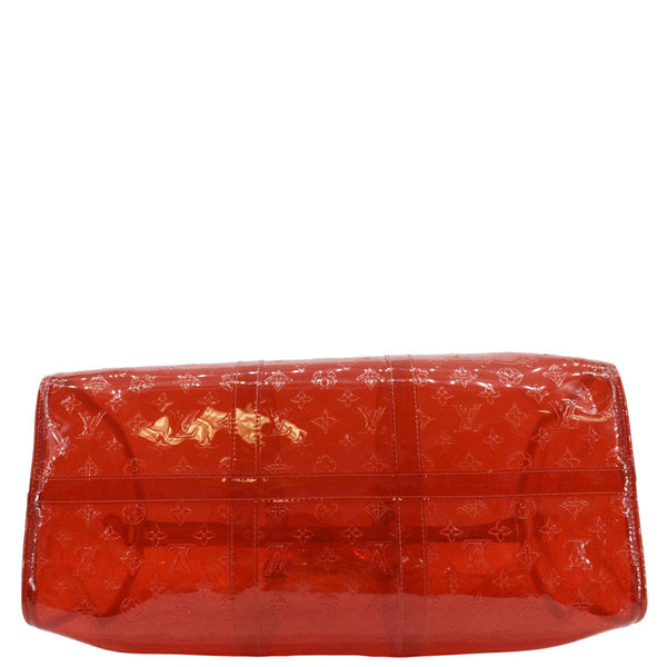 LOUIS VUITTON Keepall 50 Bandouliere Transparent PVC Travel Bag Red